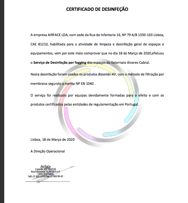 CERTIFICADO DE DESINFEÇÃO